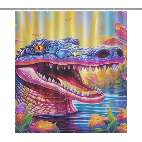 Rideau de douche crocodile tissu polyester imperméable pour salle de bain