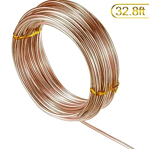 Image of TecUnite Aluminum Craft Wire for Sculpting Armature Bendable Craft Wire for DIY Jewelry Making(Copper, 10 M X 2 mm, 1 Roll)