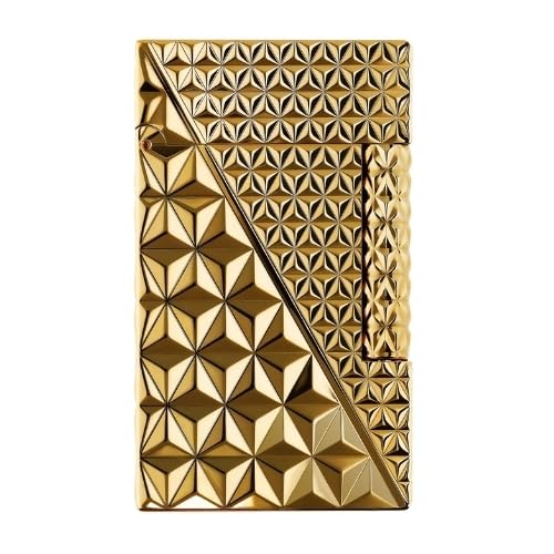 Image of Smoke King Sanji Diamond-Cut Gold Lighter - Premium Stainless Steel Butane Refillable Lighter