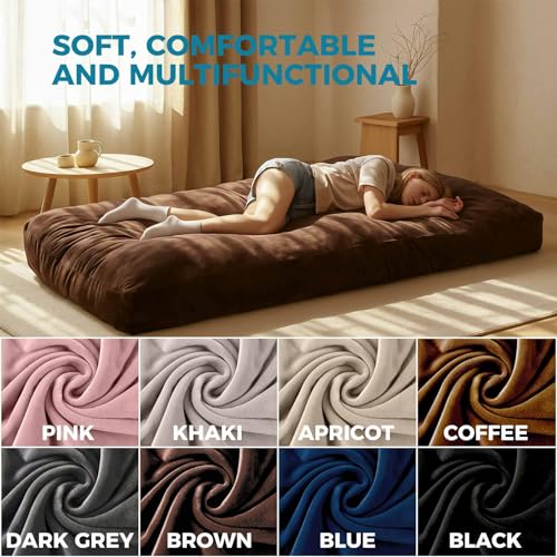 Image of Big Bean Bag Chairs for Adults,Bean Bag with Filler Included,Memory Foam Bean Bag,Giant beanbag,Suitable for Reading Chairs in Living Room, Bedroom and Dormitory. (Brown, Bean Bag Bed)