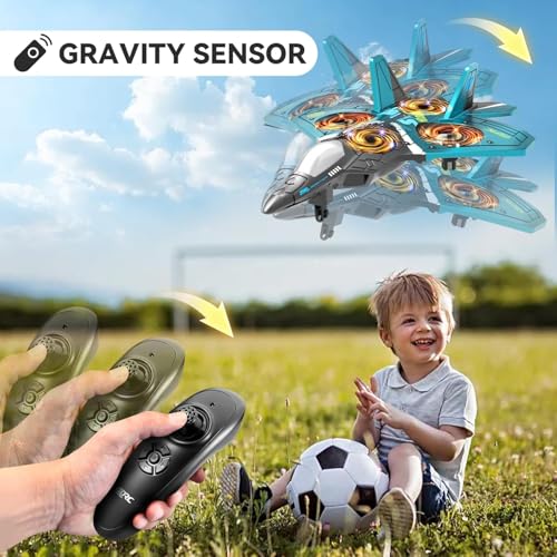 Image of V17 Foam Remote Control Airplanes RC Planes for Kids Adults 4-7 8-16, RC Airplane Fighter Jet with Light, 360 Flip Fighter Jet Toy, Gravity Sensing, Stunt Roll, Airplane