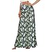 Skirts for Women Trendy Floral Boho High Waisted Skirt Womens Long Maxi Flowy Skirt with Ankle Length Grey Green Leaves Large