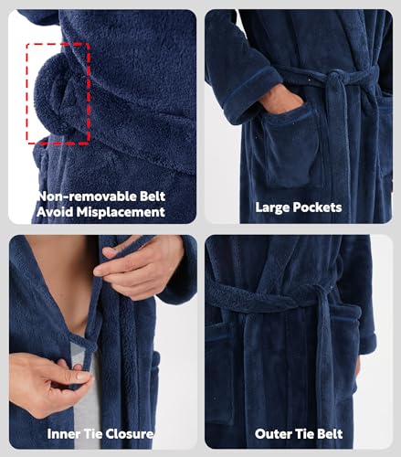 Image of DAVID ARCHY Men's Soft Fleece Plush Robe Full Length Long Bathrobe