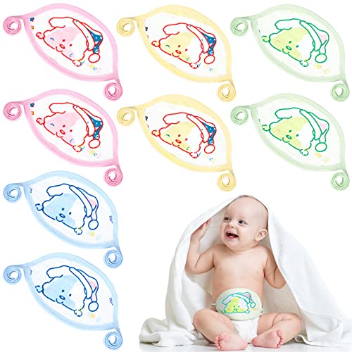 Image of Zhanmai 8 Pcs Newborn Infant Belly Wrap Comfort Cotton Umbilical Cord Cover Band Cartoon Soft Baby Belly Band Newborn Navel Belt for Protection Abdomen Baby Boy Girl Gifts 0-12 Months, 4 Styles (Dog)