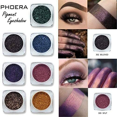 Phoera® Pigment Eyeshadow Palette Metallic Shimmer Glitter Loose Powder Eye Shadow Makeup (311 Silver) #TOP3
