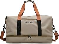 Bolsa de viagem portátil bolsa de bagagem de viagem de curta distância de grande capacidade leve separação seca e molhada bolsa de fitness esportiva (cáqui)
