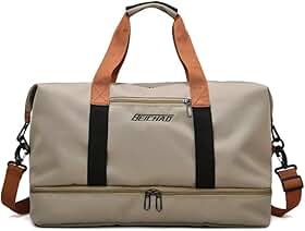 Bolsa de viagem portátil bolsa de bagagem de viagem de curta distância de grande capacidade leve separação seca e molhada bolsa de fitness esportiva (cáqui)