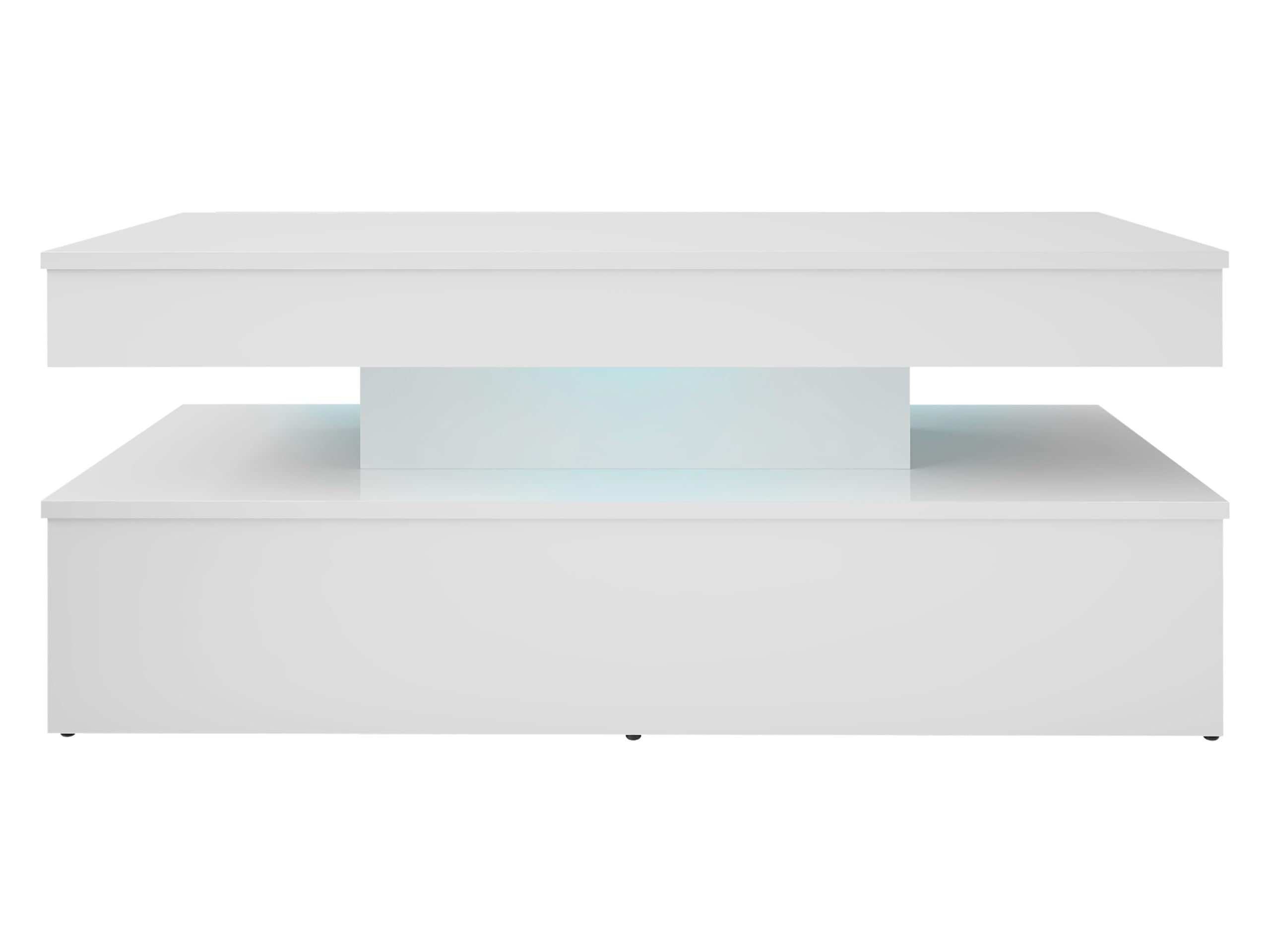 Mirjan24 Couchtisch Serkuzo 120 mit Blauer LED (Weiß Hochglanz) | Moderner Sofatisch mit Ablagefach und Antirutschfüßen, B/H/T: 120/50/55 cm