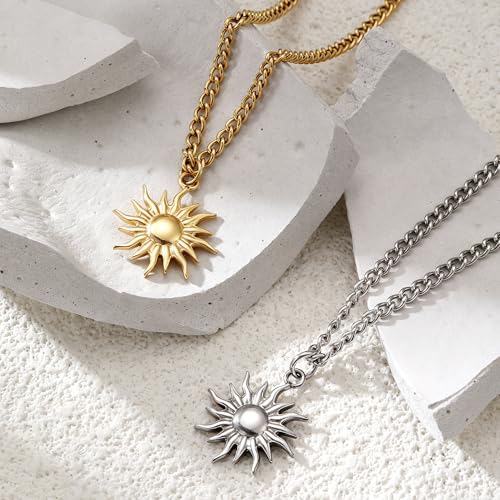 Image of GINAZL Sun Necklace for Men Mens Necklaces Anniversary Birsthday Gifts for Men Him Boyfriends Summer Surfer Pendant Necklaces