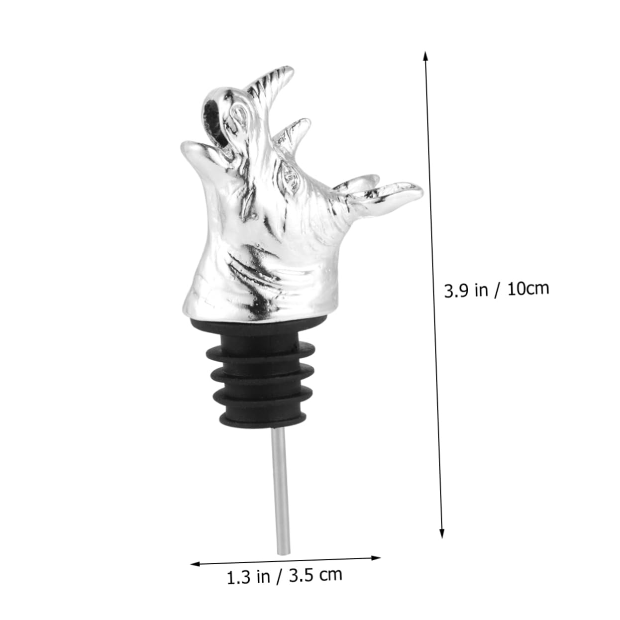 Cabilock Rhino Head Wine Pourer Creative Animal Bottle Stopper Zinc Alloy Wine Aerator for Parties Bars and Restaurants Unique Silver Wine Bottle Cap