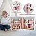 WoodTrove Dollhouse, Wooden Dollhouse for Kids, Foldable Wooden Doll House Dolls and Wooden Furniture, Gift for Boys Girls Kids Ages 3+