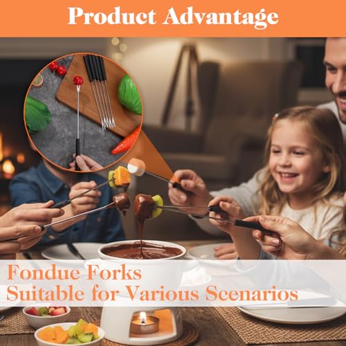 Elegaperma 12pcs Fondue Fork, 9.1\"Grill Fork, Stainless Steel Fondue Forks Set with Heat Resistant Handle for Grill Cake Chocolate Meat Fruits Cheese Fondue Fountain Roast Dessert