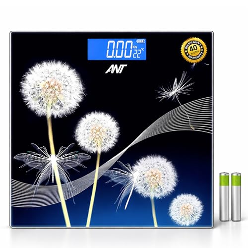 Image of ANT Flora Dandelion Digital Weighing Scale for Body Weight, 180kg Capacity, 50g Accuracy, High Precision Strain Sensor, 5mm Tempered Glass, LCD Display, Auto On /Off, 40 Months Warranty