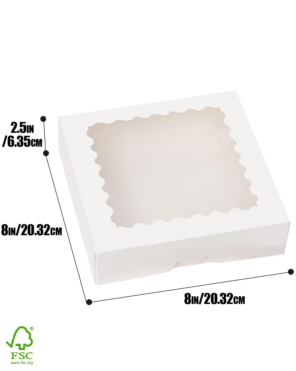 Gcardist Scatole per pasticceria auto-pop up, 50 pezzi, scatole bianche per ciambelle con finestra, 20,32 x 20,32 x 6,35 cm, scatole da forno (20,32 x 20,32 x 6,35 cm)