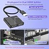 Divisor HDMI con pantalla extendida, adaptador DisplayPort a doble HDMI para 2 monitores, divisor de DisplayPort a HDMI 1 entrada 2 salidas, concentrador MST para PC de escritorio y portátil con tarjeta gráfica NVIDIA AMD 4