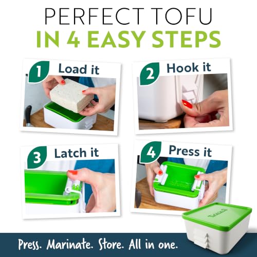 Image of Tofuture Large Tofu Press - The Original and Best Press - Fits Two 8-16 oz | Mess-free tofu press. BPA-free polypropylene. Dishwasher safe. 225- 450g blocks. Silken tofu, extra firm tofu, paneer maker