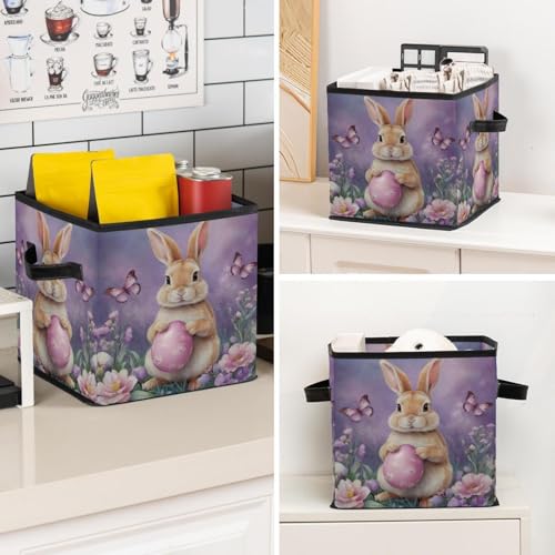 Boîte de rangement papillon violette 27.9 cm avec poignées - 8
