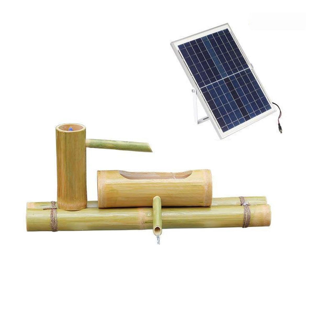 asdchZen Solar Bamboo Fountain,Bamboo Water Fountain With Pump,Outdoor Bamboo Fountains,Solar Water Circulation System Parts,For Indoor Outdoor Backyard Lawn, 45Cm,45cm