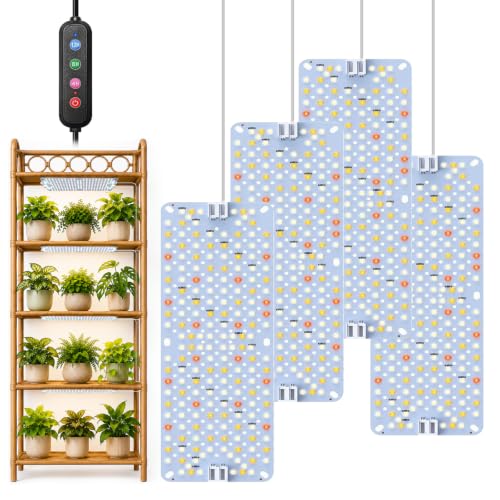 SDOVUERC Full Spectrum 768 LEDs Grow Lights, Plant Grow Lights for Indoor Plants with Daisy Chain Function, Sunlike Spectrum,4/8/12/16/20H Timer for Seed Starting(Pack4)