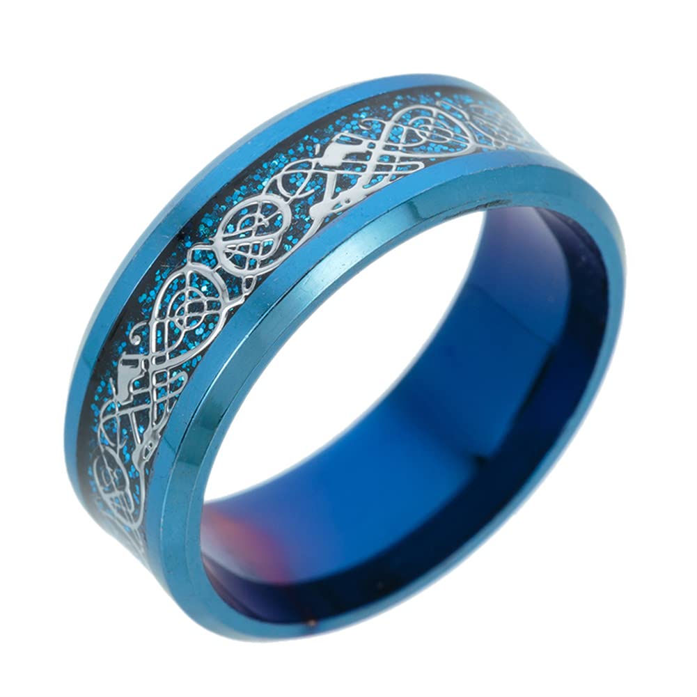HIJONES Unisex Carbide Fiber Celtic Dragon Spinner Ring Wedding Spins Band