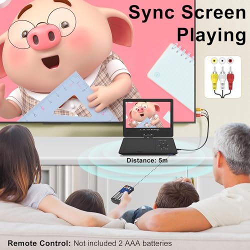 Image of HOPYOP 12.5 inch Portable DVD Player with Bluetooth, 10.1 inch Swivel Screen | 5 Hours Rechargeable Battery, Portable Kids DVD, Supports SD /USB /CD, Regions Free, Car Headrest