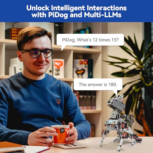 Image of SunFounder PiDog AI Robot Dog Kit for Raspberry Pi 5 /4 /3B+ /Zero 2W, LLMs ChatGPT-4o /Gemini /Grok, Voice&Video Recognition, Python, App Control, Battery, Gyroscope, Camera (RPI NOT Included)