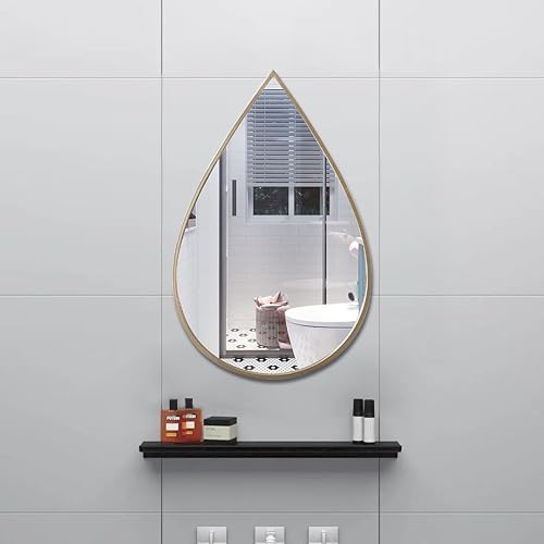 Miniatura 2 de Espejo de pared dorado con forma de lágrima, decoración de pared para baño, sala de estar, dormitorio, pasillo, tocador