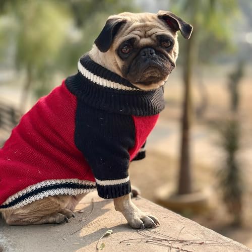 Image of Lulala Pet Puppy Clothes to Keep Warm in Autumn and Winter, Knitted Sweater, Teddy Poodle Clothes, Small Dogs Jacket Suitable for Pets (Red, 8 Inch)