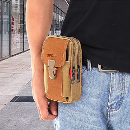 LAXIAY Men's Mobile Phone Sports Bag,Canvas Belt Bag Phone Wallet Purse,Outdoor Sports Bum Pouch Casual Mobile Phone Pocket (Black,A) - Image 4