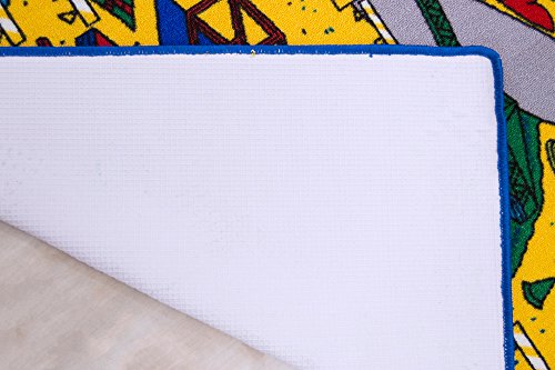 Kids Rugs Construction Zone Of Road Driving Fun Yellow And Multi Anti Slip Rug #TOP3