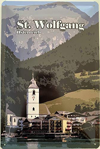  Deko7 - Targa in metallo, 30 x 20 cm, Austria - St. Wolfgang