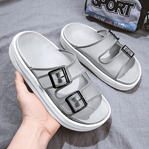 TXTC Gehende Hausschuhe Leichte Sommersandalen, Lässige, Modische Strandhausschuhe rutschfeste Duschrutschen Hausschuhe Für Herren Im Innen- Und Außenbereich (Color : Light Gray, Size : 39/40 EU) Cover