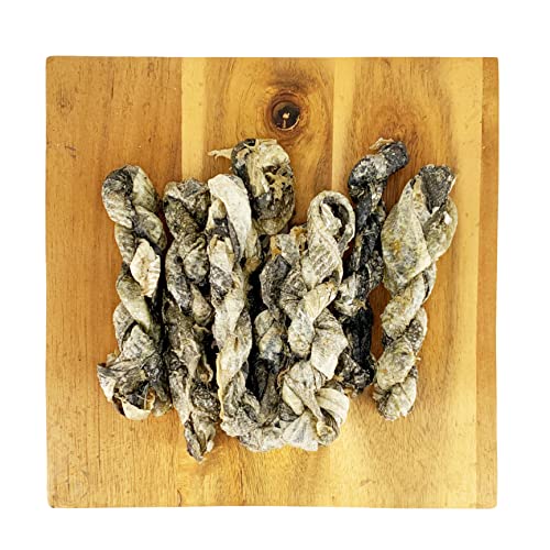 Snack per Cani Naturali 100%, Bastoncini di Pesce. Pelle di Merluzzo Essiccata. Omega 3 per Cani di Piccola, Media e Grande Taglia. 120G.