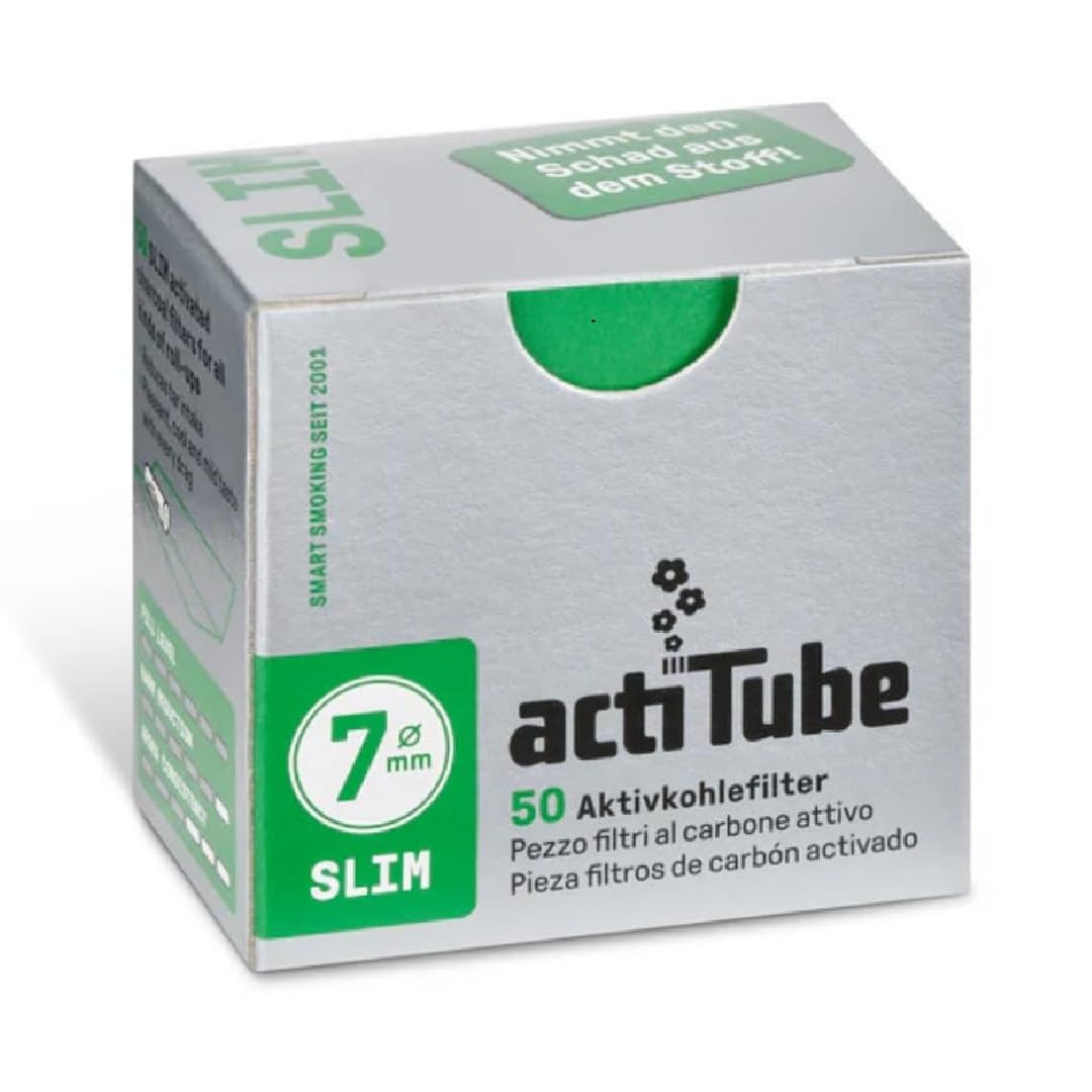 outontrip actitube activated charcoal filters 7mm slim – pack of 50 filter tips – premium filters for smooth, cleaner experience – made in germany