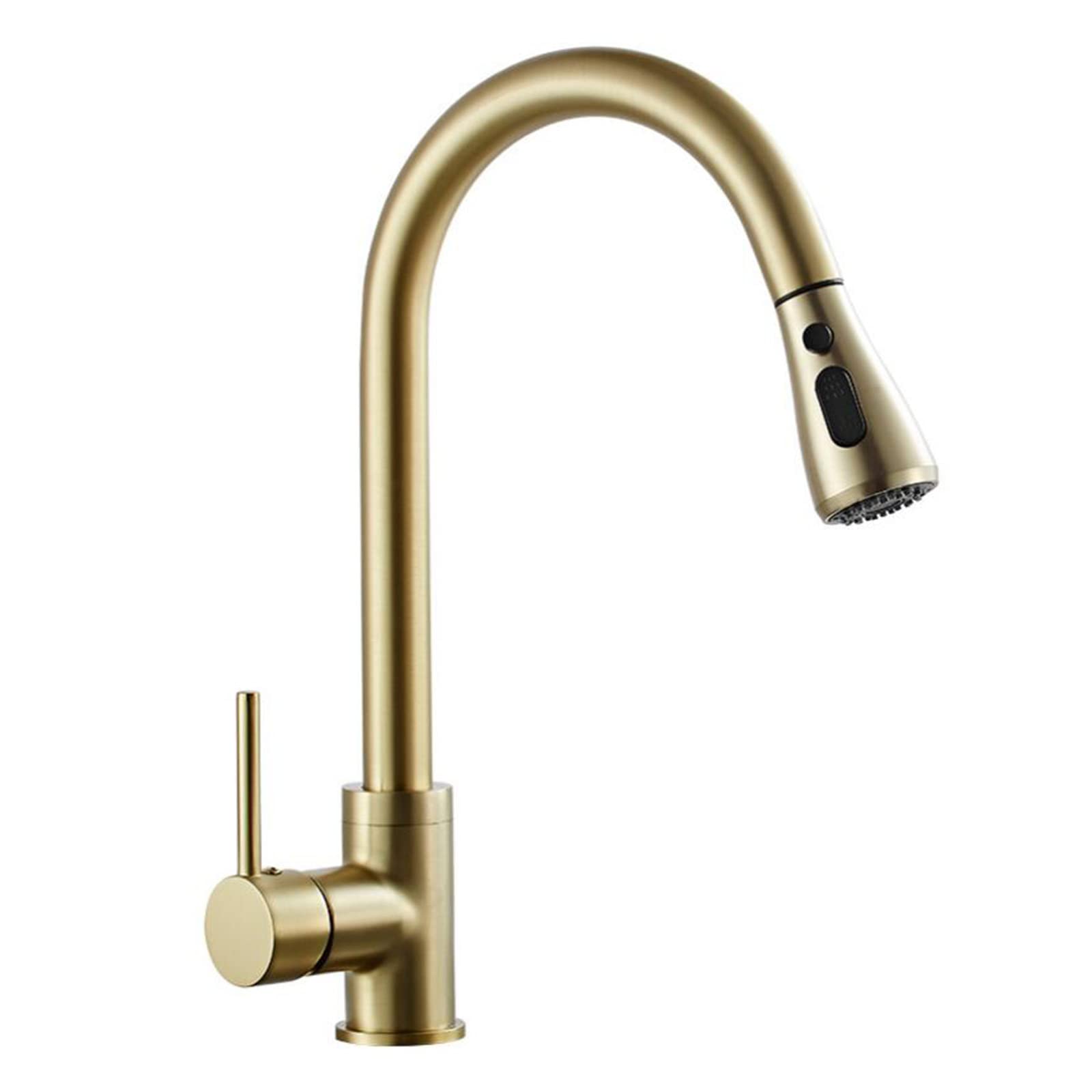 Robinet de cuisine avec douchette extractible mitigeur gris en laiton