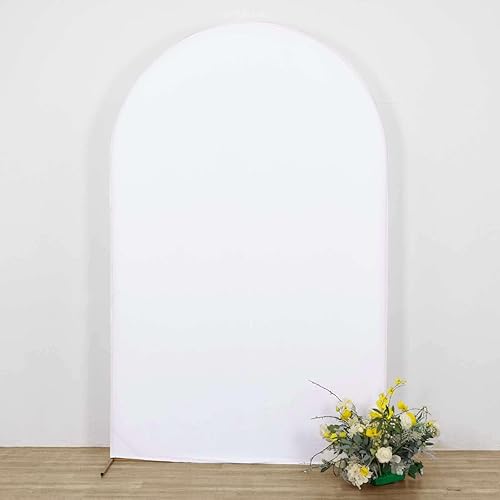Vista 226 de Efavormart - Marco de fondo redondo de elastano de 7 pies, cubierta de arco de boda de 2 lados Blanco