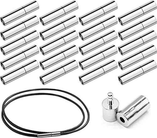 Suiwki 20PCS 3MM Embouts de Cordon pour Artisanat Faisant Pousser Les Fermoirs De Cuir Corde pour Bracelets Collier Creation de Artisanat, Argent Cover