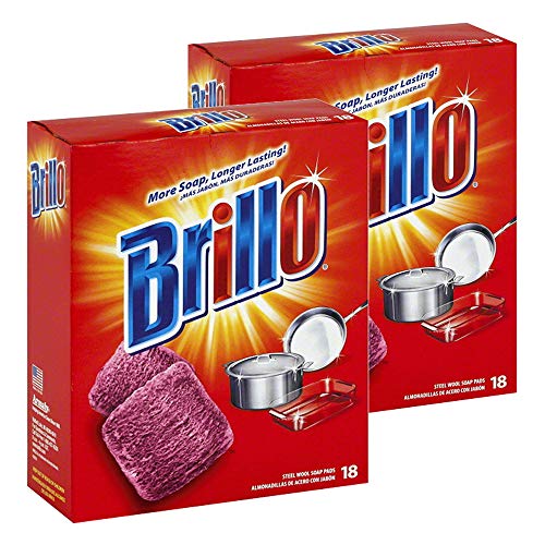 Brillo Steel Wool Soap Pads Jumbo, Red, 18 Count (2 Pack)