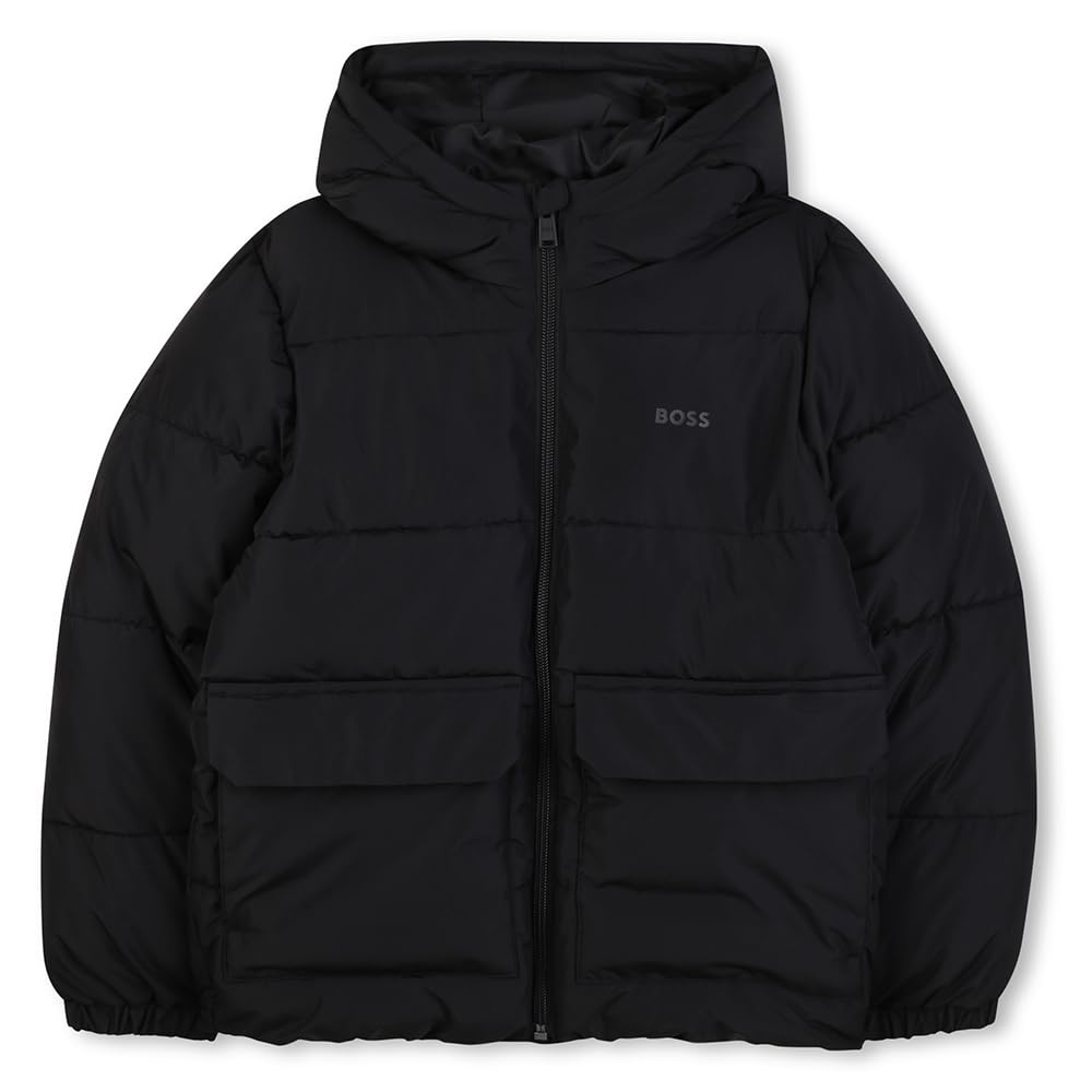 BOSS Piumino con cappuccio per bambini, nero, 6 anni