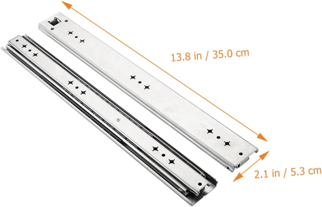 Heavy Duty Drawer Slides 14-inch Side Mount Metal Rails Full Extension Ball Bearing Load Capacity 250 Lbs Replacement for Cabinet Drawers, 2pcs Set