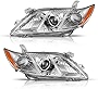 Torchbeam 2007-2009 Camry Headlight Assembly from Exclude Hybird Chrome Housing Amber Reflector Clear Lens Headlamps Replacement (Driver and Passenger Side)