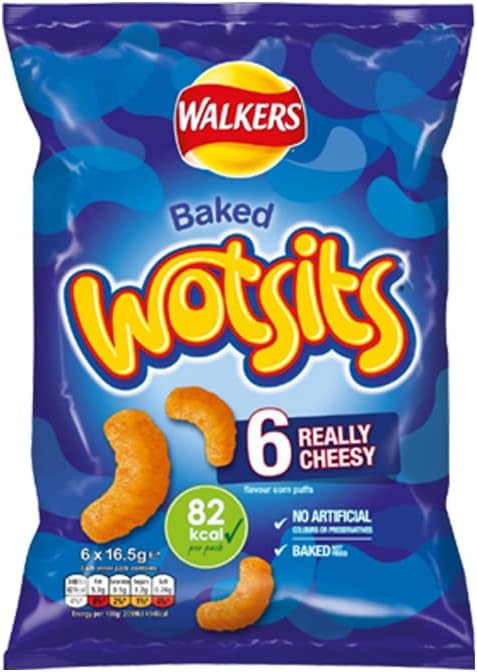VSTARChips Crisps Bags Collections - Deliciously light & Crispy Chips Bags (Walkers Wotsits Multipack (6 x 16.5g), 4 Packs)