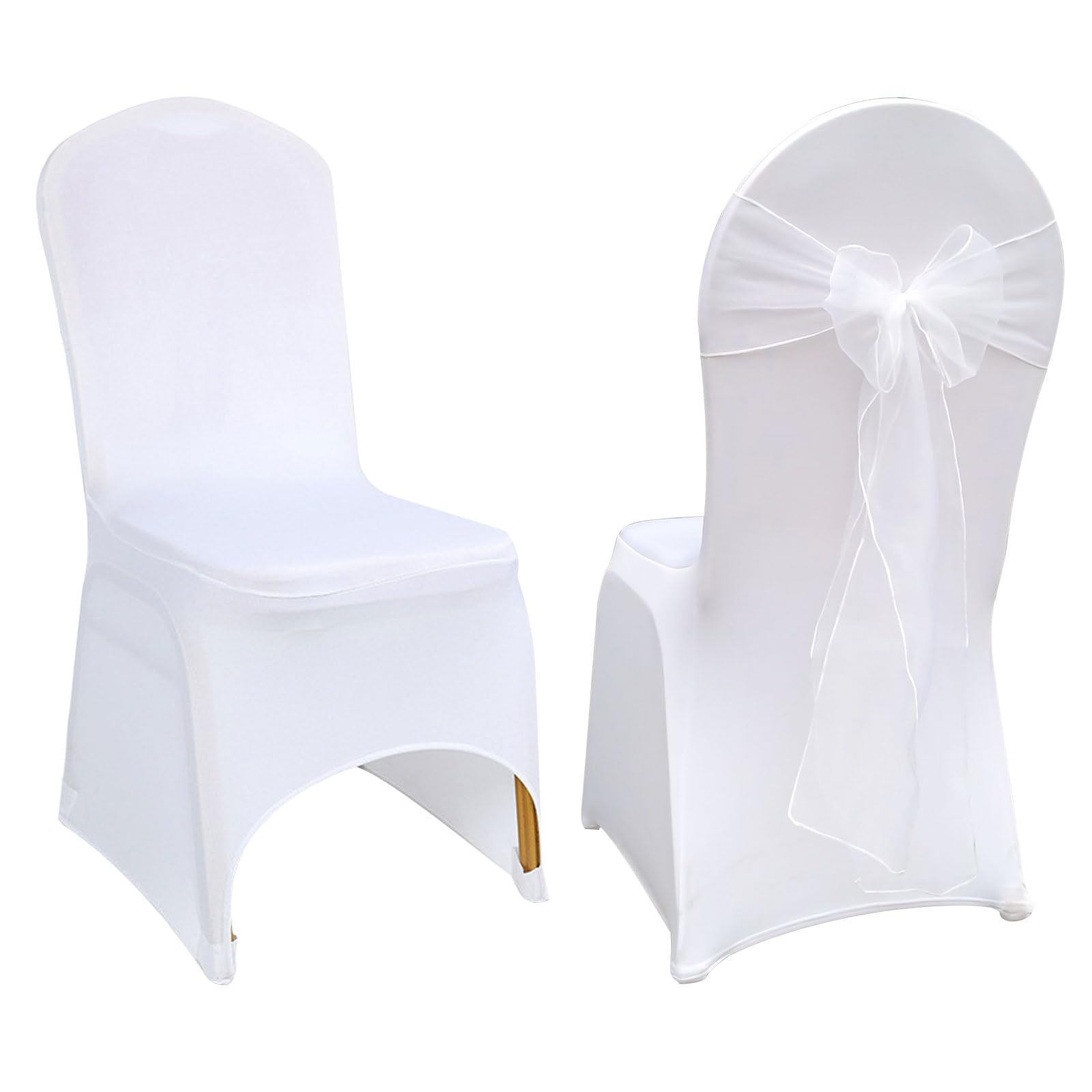 Aweisile Fundas de Sillas para Bodas 2 Piezas Cobertores para Asientos Blanco Fundas para Sillas de Boda Fundas de Silla Blancas Elásticas Blanco Fundas para Sillas para Comedor Hotel Banquete de Boda