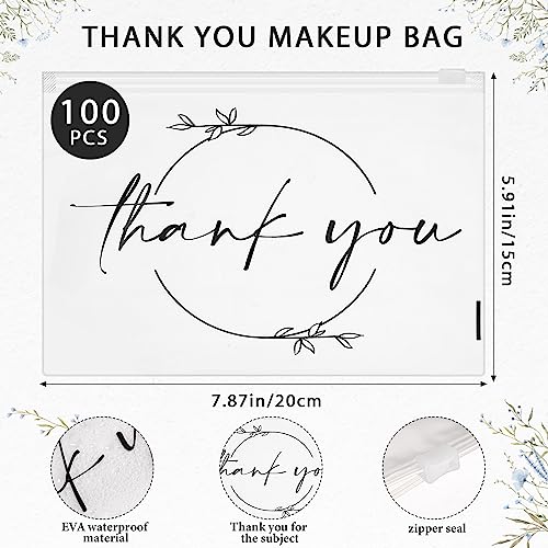 Ireer 100 Pcs Thank You Gift Makeup Bags EVA Clear Cosmetic Bag with Zipper Mini Makeup Thank You Toiletry Cosmetics Bulk Gifts for Women Birthday Daughter Sister(Clear)2