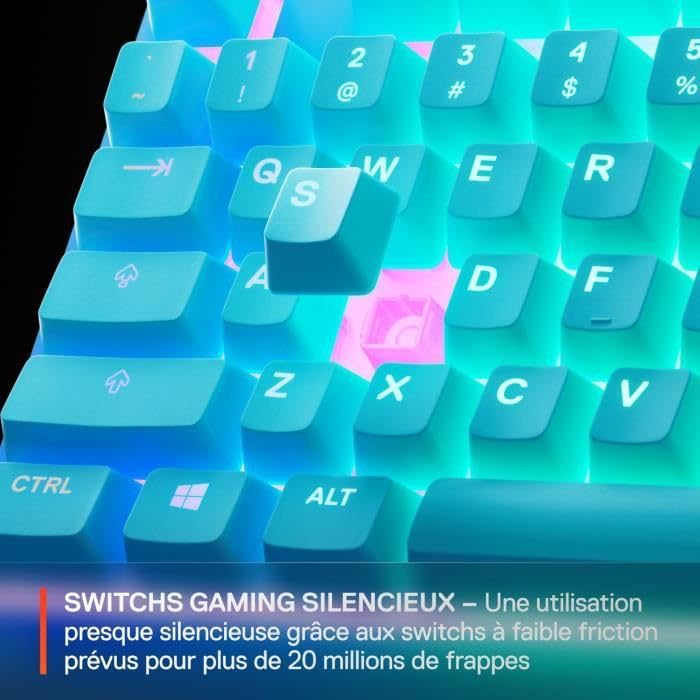 SteelSeries Apex 3 TKL Aqua RGB Gaming-Tastatur – Kompakter Tenkeyless-Formfaktor – 8-Zonen-RGB-Beleuchtung – Wasser- und Staubresistenz… – Ansicht 3