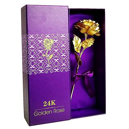 LOVEINUSA 24K Gold Foil Artificial Rose Flower Best Gift with Box, Handcrafted