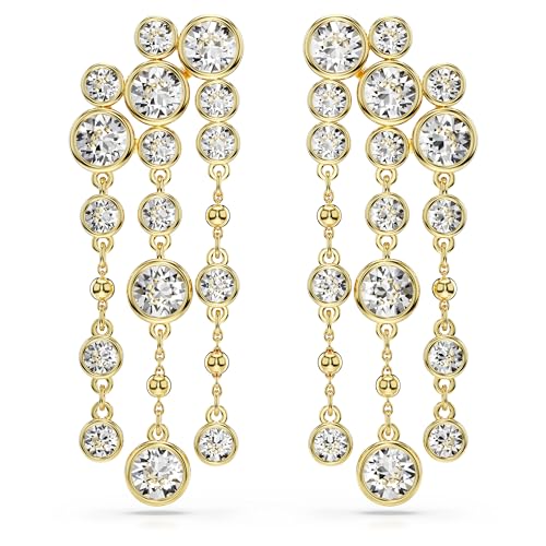 Swarovski Imber Drop-Ohrhänger, Weiße, Vergoldete Ohrringe mit Strahlenden Swarovski Kristallen