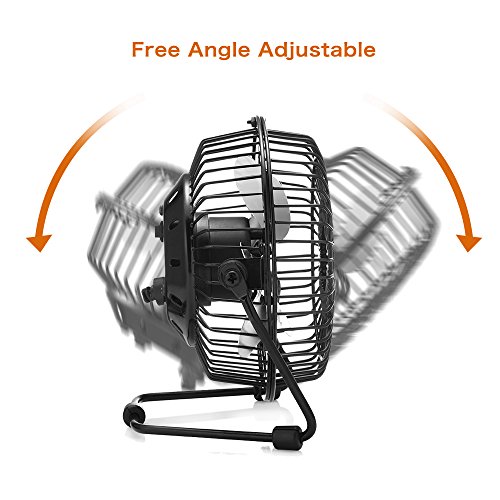 Image of 4'' USB Desk Personal Fan, Metal Design, Quiet Portable Mini Table Fan with One Setting, Small Portable and Lightweight Personal Fan Perfect for Use in Home, Office, Desktop, Camping or Travel.Black