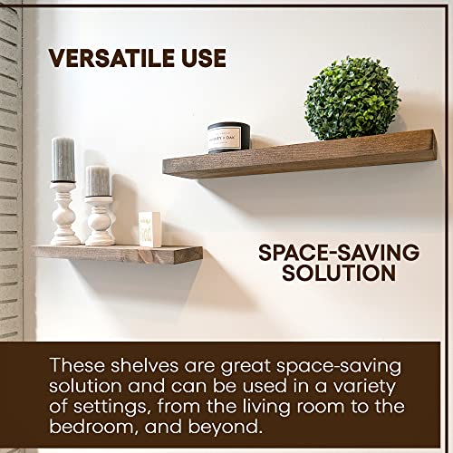 Imperative Décor Floating Wall Shelves Set Of 2 - Functional & Rustic Wooden Shelve For Home Furnishing, Bathroom, Kitchen, & Farmhouse - Usa Handmade (Grey, 24" Inch Long X 5.5 Inch Wide) #TOP6