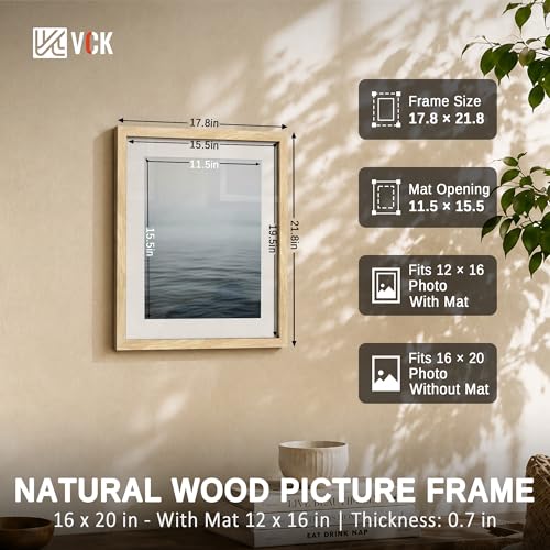 Image of VCK 16x20 Picture Frame 5 Pack, Natural Exclusive Wood, HD Glass, for Print
